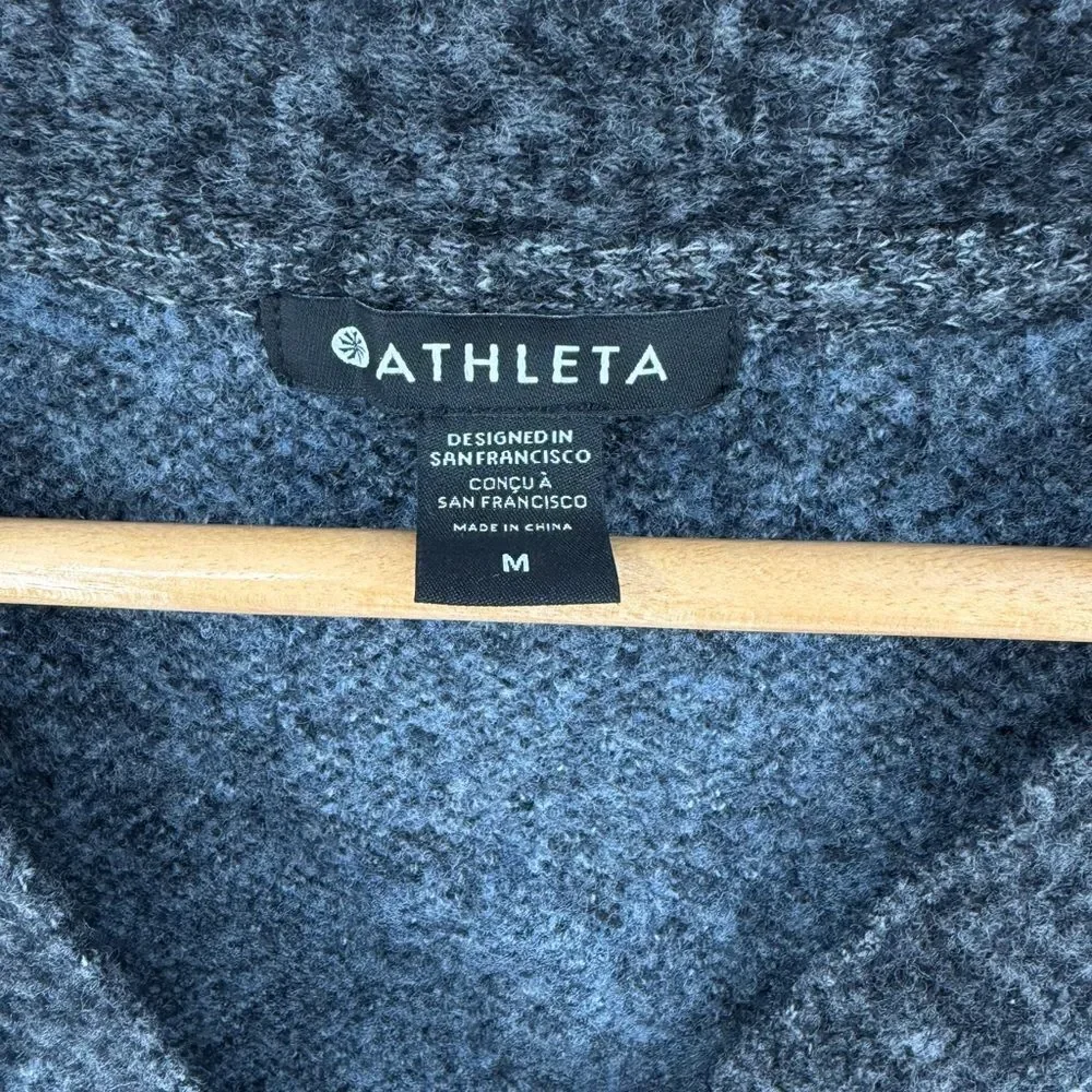Athleta women’s Westlake wool blend textured knit cardigan sweater fog camo sz M